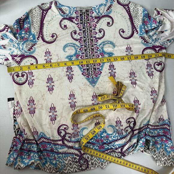 Jess Jane Tunic Top Womens XL Asymmetric Hem Paisley Boho Made in USA Smooth - Picture 8 of 12